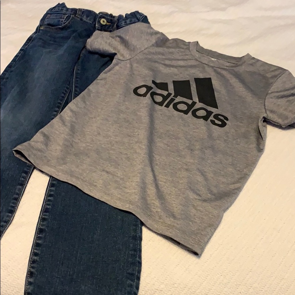 Boys size 8 Old Navy jeans and size 8 Adidas shirt